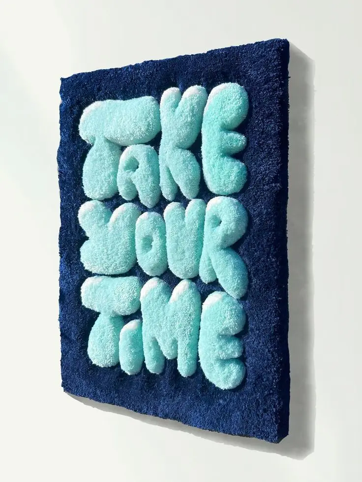 Cuadro bordado con letras Take Your Time
