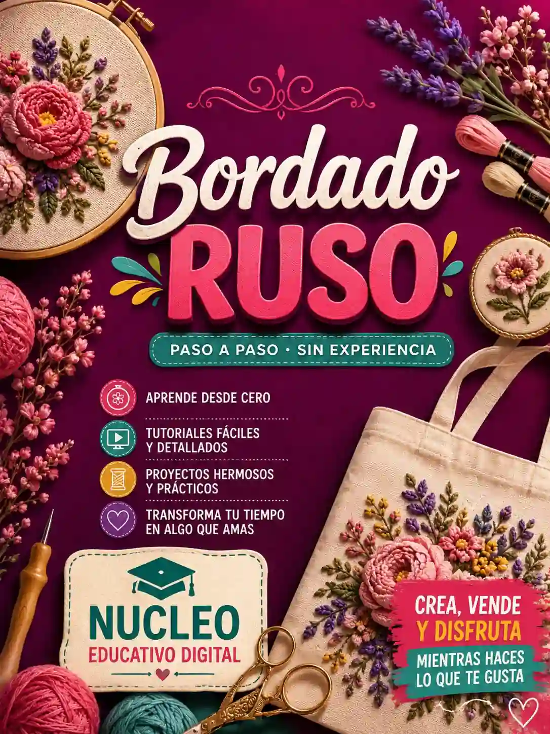 Portada de la guía de Bordado Ruso paso a paso